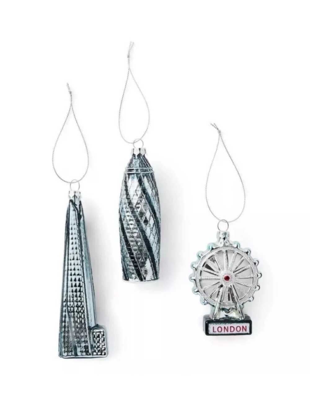 Marks & Spencer Glass London Icon 3 Novelty Ornaments-NWT